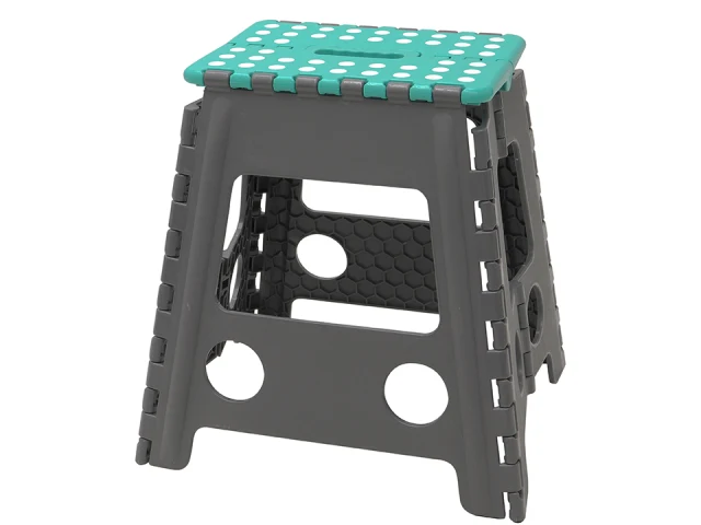 JVL Large Green Grey Folding Step Stool Carry Handle Compact Light To Carry 